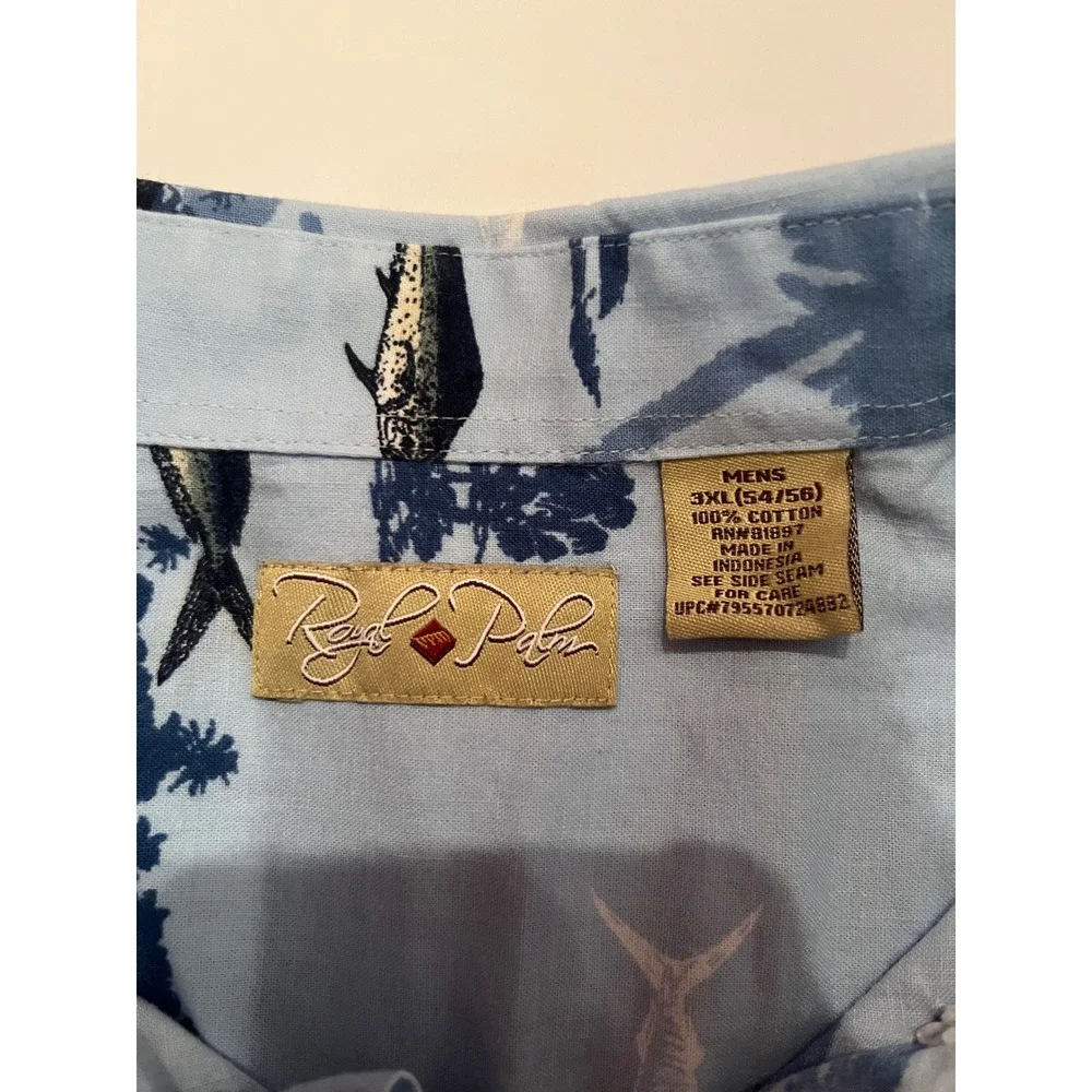 Royal Palm Men's Short Sleeve Button Up Shirt Size‎ 3XL Fishing Fish